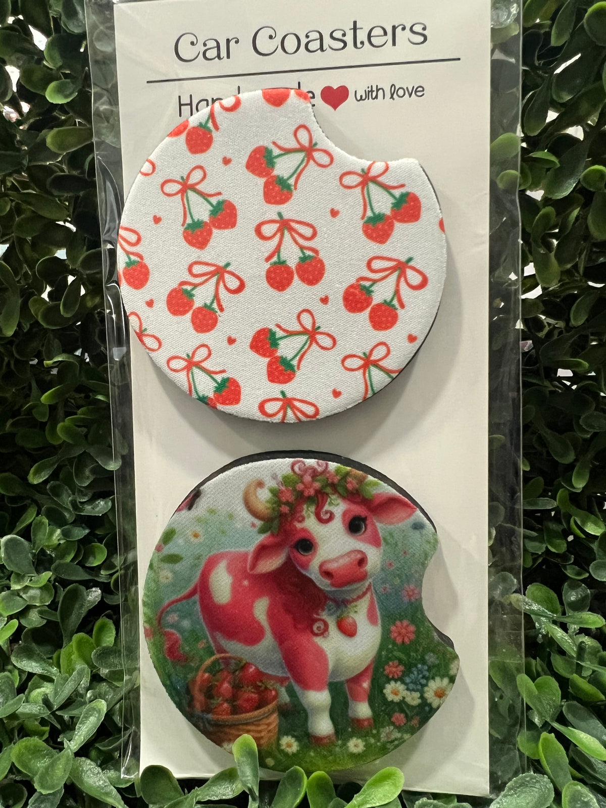 Car Coasters - Strawberry Cow