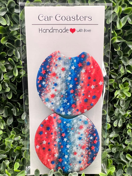 Car Coasters - Red, White, Blue